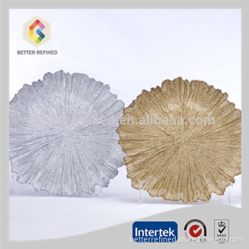 Wholesale silver gold glass charger plate for wedding